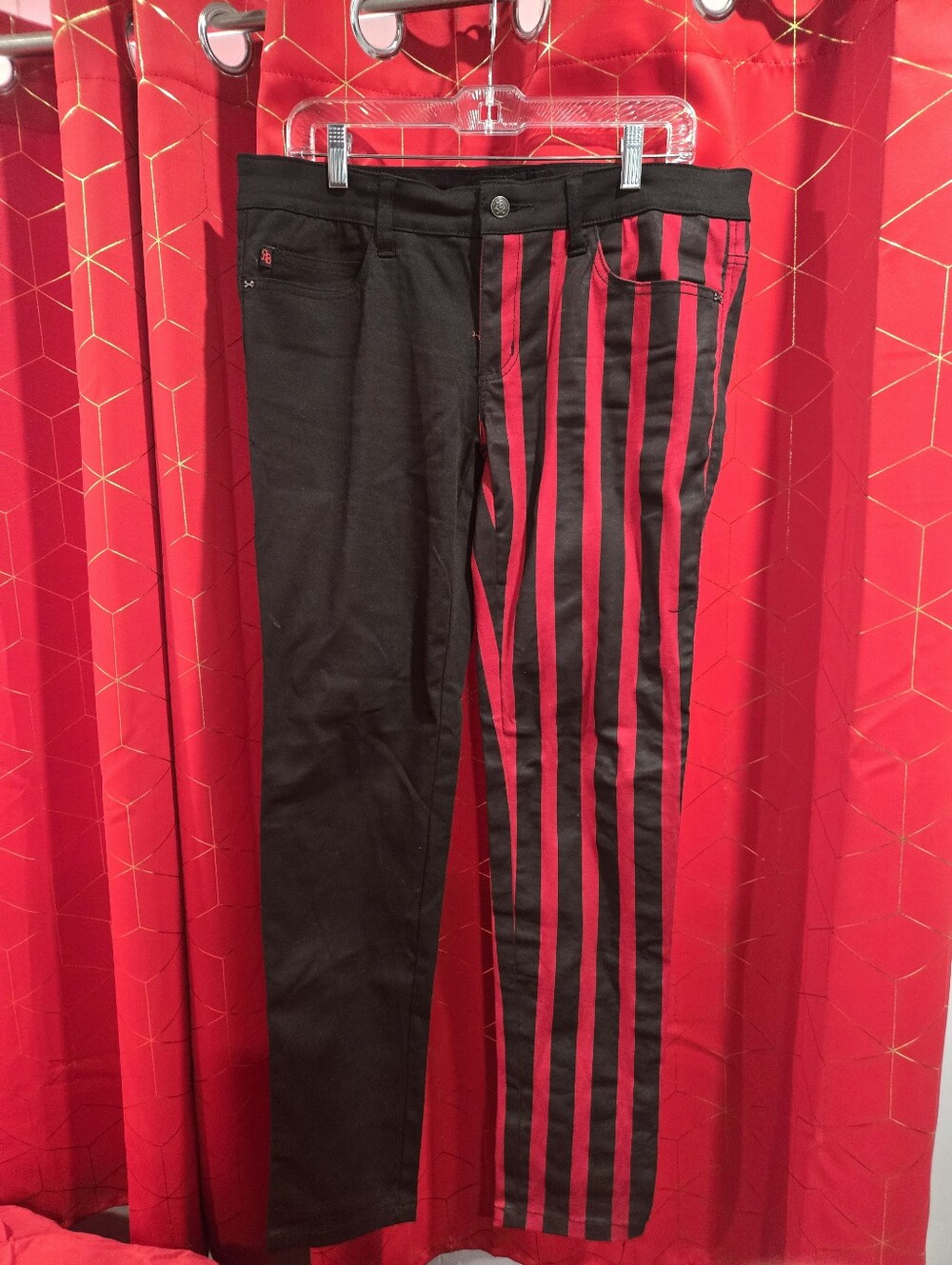 Royal Bones Black and Red Striped Women's Jeans